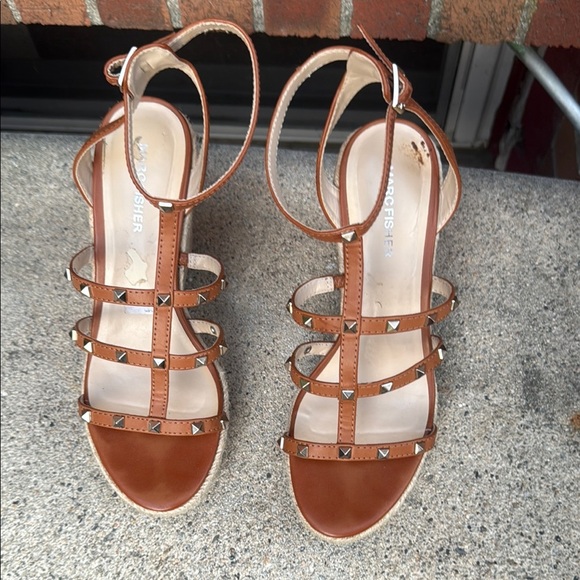 Marc Fisher Brown Strappy Sandals with Studs - Picture 2 of 5